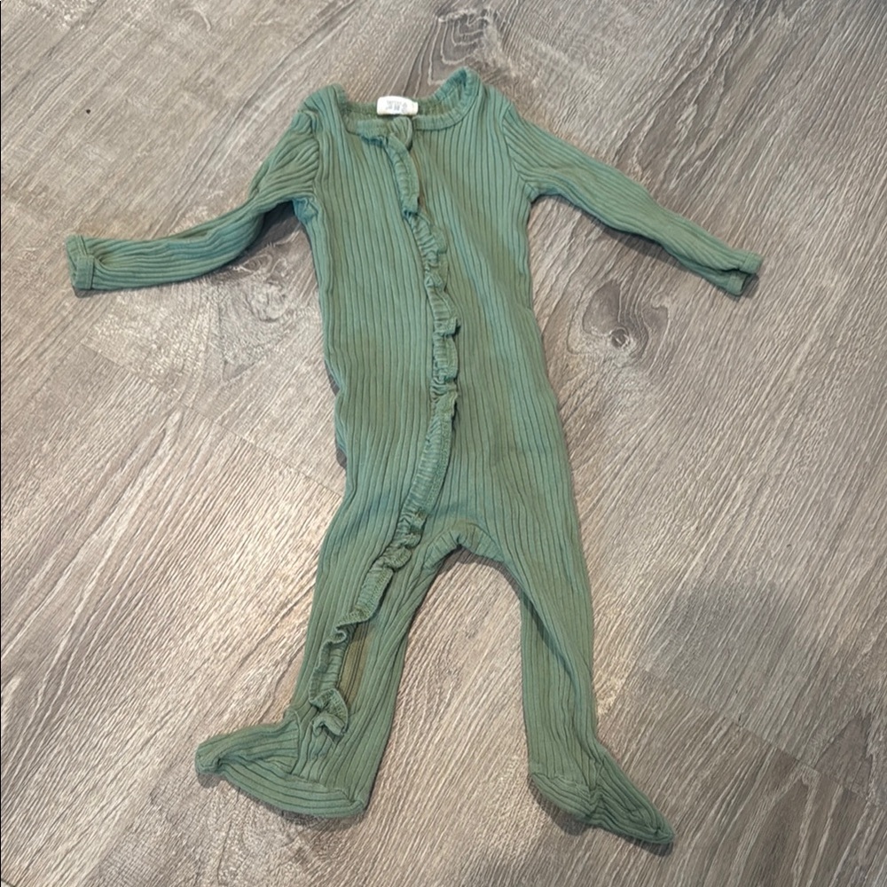 Green Ribbed Footed PJs